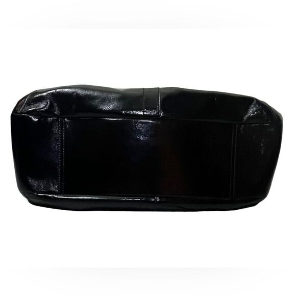 Vintage Pristine Coach Ergo Pleated Frame Kiss Lock Blk Patent Leather Satchel - Picture 2 of 12